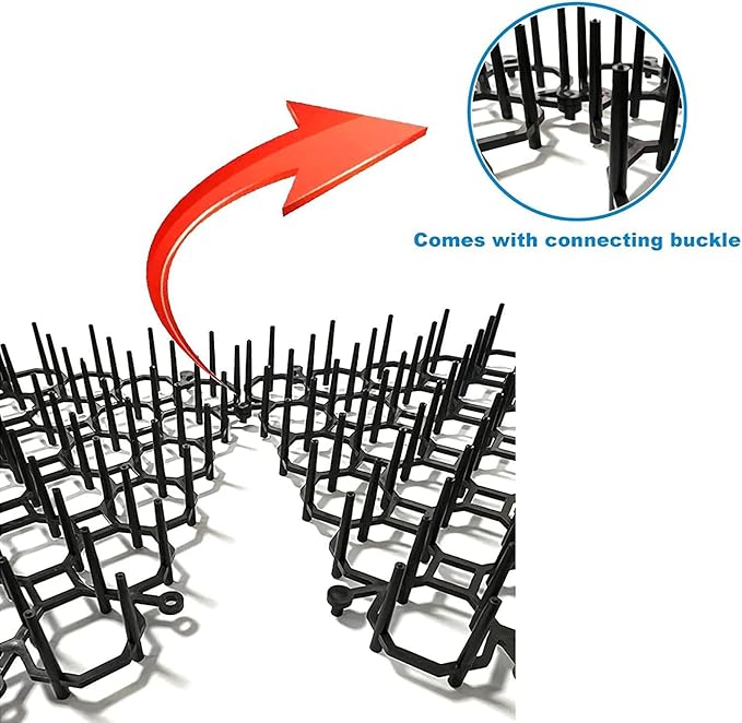 PerGar 12Pcs Cat Deterrent Mat, Cat Scat Mat with Spikes, Scat Mat for Cats, Outdoor Cat Deterrent Mat with Spikes, Anti Cats Network Cat Spikes for Outdoor Garden Fence Animal Barrier