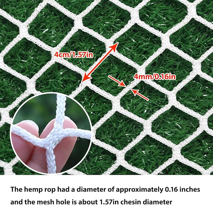 Safety Rope Net for Kids,Knotless Fence Net for Balcony Stairway Guard,Outdoor Terrace Decoration Pet Anti-Fall Rope Netting,Baseball Sports Netting(Size:3M*5M(9.8FT*16.4FT),Color:White)