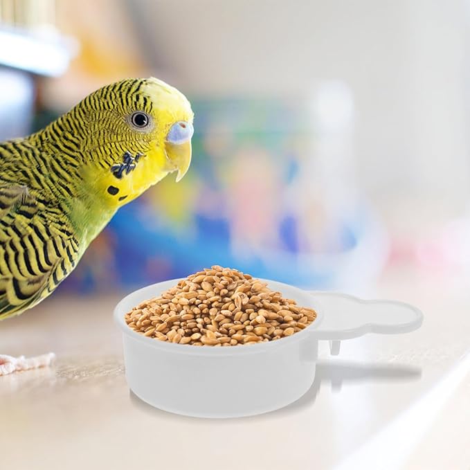 HOMSFOU 2pcs Bird Feeding and Watering Cups for Cage Mess-Resistant Bird Water Feeder and Food Dish Parakeet Cage Feeder Supplies