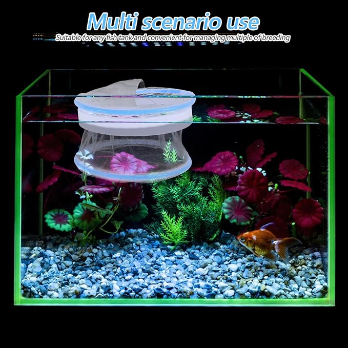 BESTonZON Aquarium Breeding Box and Isolation Case Nylon Mesh Fish Hatchery Chamber with Suction Cups Floating Spawning Net for Guppies and Small Fish Tank Incubator
