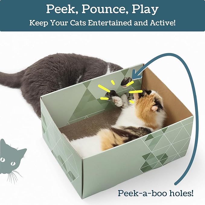 Extra Large Cardboard Cat Scratcher with Refillable Double-Sided Scratch Pad, No‑Mess Cat Scratching Box for Indoor Cats