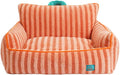 ZEZE Furniture-Style Sofa Pet Bed, Washable Plush Couch Bed with Bolstered Sides & Non-Slip Bottom for Dogs & Cats, Cozy Indoor Bed (Orange, Large)