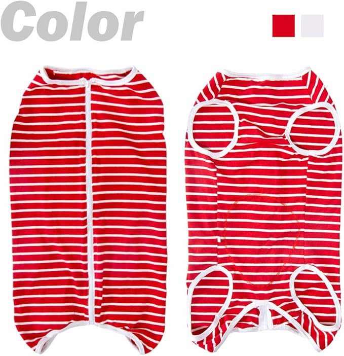 Dog’s Recovery Suit Post Surgery Shirt for Female Male Dog, E-Collar Alternative Wound Protective Clothes (red white-3xl)