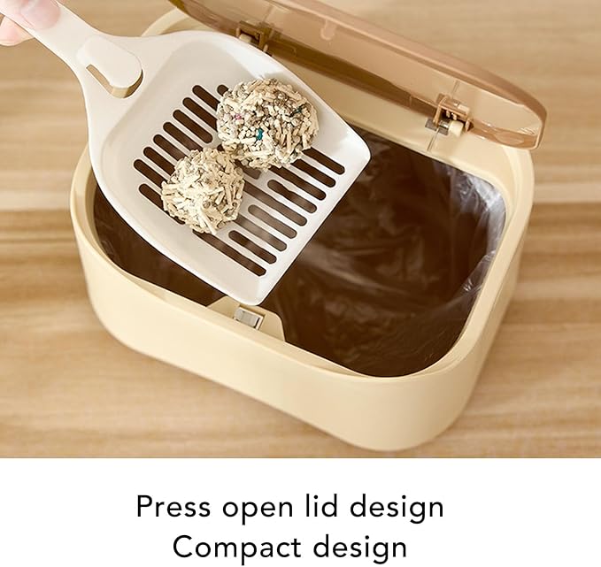 Cat Litter Trash Can, Multifunctional Cat Waste Garbage Bib Enclosed Cat Litter Box Kitten Litter Pan Toilet with Press Type Lid for Home Apartments 7.1x4.9x5.1in