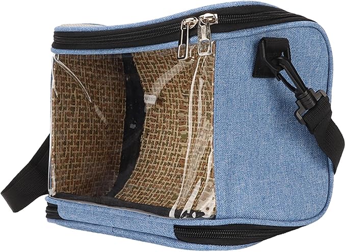 Transparent Bird Carrier Bag, Portable Parrot Travel Cage for Cockatiels and Parakeets, Lightweight Breathable Backpack with Side Pockets and Top Vent Design for Small Birds (Blue)