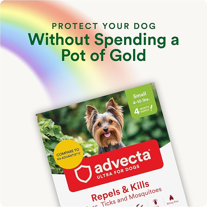 Advecta Ultra Flea and Tick Prevention for Dogs - Small Dog Flea and Tick Treatment & Control - Mosquito Repellent - Fast Acting Waterproof Topical Drops, 2 Month Supply