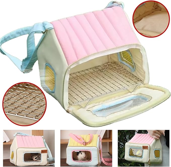 Bird Carrier Backpack - Breathable Sling for Small Pets Like Parrots, Hamsters, Hedgehogs, and Chipmunks(Pink)