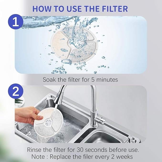 8 Pack Cat Fountain Filters,Pet Water Fountain Replacement Filters for 84oz/2.5L Cat Water Fountain