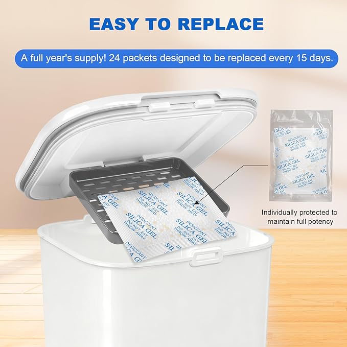 Pet Food Desiccant Bag for Most Smart Feeders, 24 Packs Replaced Desiccant Bags with Color Indicating for Automatic Cat Dog Feeder, Desiccant Bag Replacement