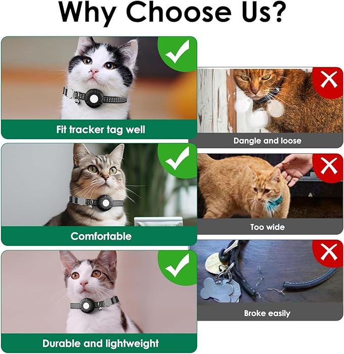 Cat Tracker, Lightweight Pet Tracker for Cats, No Monthly Fee Cat GPS Tracker Compatible with Apple Find My App(Only iOS), Real-Time Tracking, Precise Positioning, Smart Alerts, Waterproof