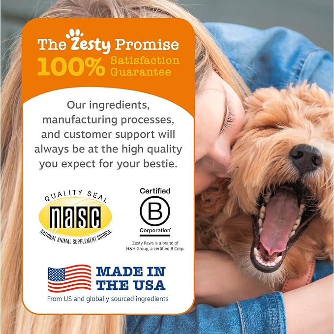 Zesty Paws Hip and Joint for Dogs, Glucosamine for Dogs Hip and Joint Supplement with Chondroitin, MSM, Vitamins C & E - Bacon, 90 Count