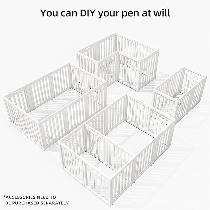 Clear Dog Play Pen,Pet Playpen with Door,Easy to Clean and Install Puppy pens for Both Indoor and Outdoor use (White, 30.3" Height, 8PCS)
