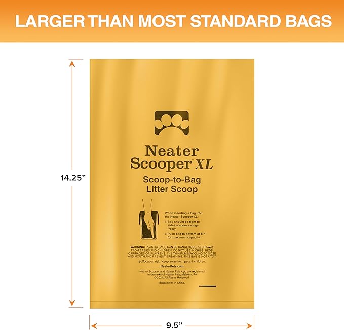Neater Pets Neater Scooper XL Size Extra-Capacity Waste Bags, Refill Bags for Neater Scooper XL Cat Litter Scoop, Lavender Scent (3 Rolls, 45 Count)