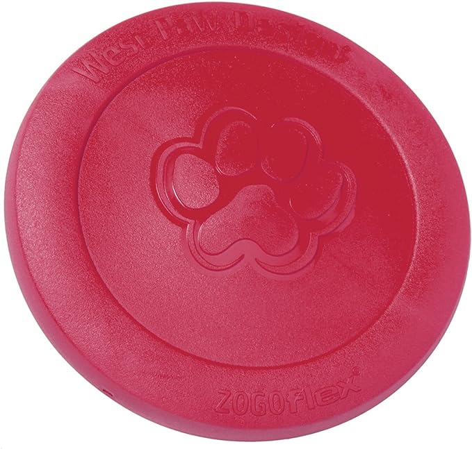 WEST PAW Zogoflex Zisc Dog Flying Disc, High Flying Aerodynamic Disc for Dogs Puppy – Lightweight, Floatable Disc for Fetch, Tug of War, Catch, Play – Doubles as Food/Water Bowl, Large 8.5", Ruby