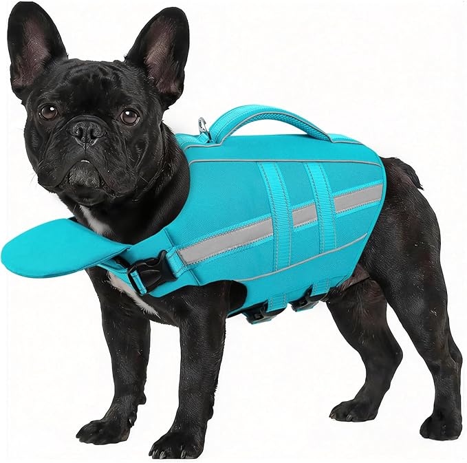 ASENKU Removable Front Float Dog Life Jacket, High Buoyancy Dog Life Vest with Reflective Strips & Rescue Handle for Swimming & Boating, Adjustable Life Jacket for Dogs(Blue XS)