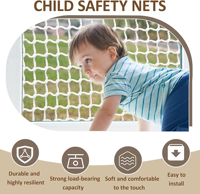 Safety Rope Net Kids Pet Stair Balcony Protection Net Baseball Softball Backstop Nets Outdoor Knotless Sports Netting(Size:0.5Mx8M（1.64FTx26.24FT）,Color:White)