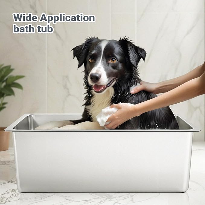 Kirecoo Stainless Steel Litter Box, Large Low Entry Metal Cat Pan Box, Indoor Litter Tray, Non Stick, No Smell, Easy to Clean, Pet Toilet Supplies for Cats
