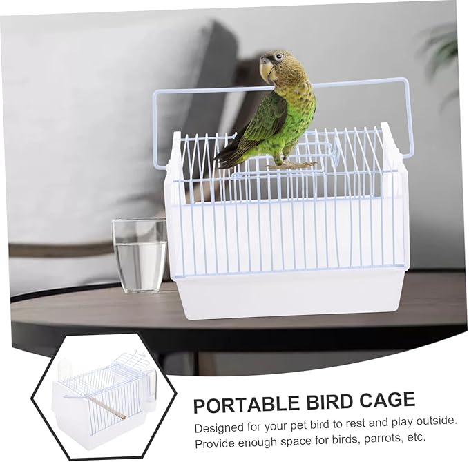 Happyyami 1set Portable Bird Carrier Cage for Pets Lightweight Travel Cage for Parrots Cockatiels Budgies Design for Ample Ventilation for Outdoor Adventures