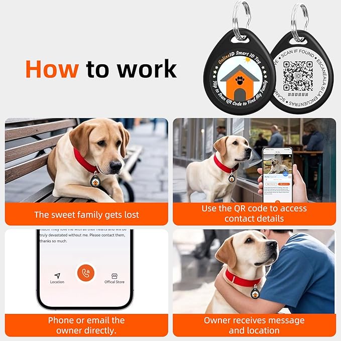 2 Pack Personalized Cat Tags,QR Code Pet ID Tags with Online Profile systerm,Editable Any Names and Phone numbles,2*Blue,S