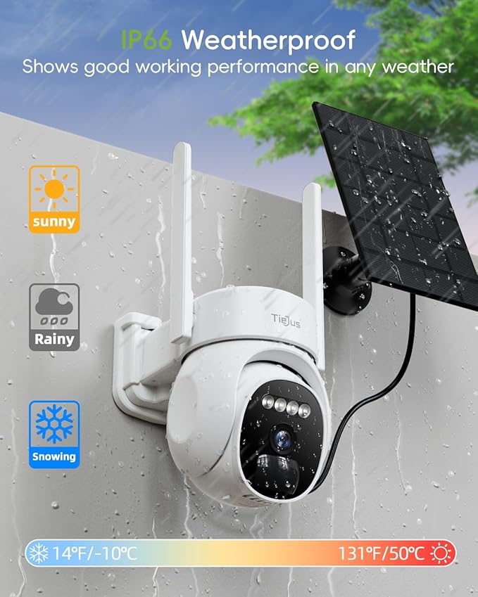 2.4G/5G Security Cameras Wireless Outdoor, 2K Solar Camera for Home Security, Battery Powered, 360° PTZ/Color Night Vision/2Way Talk/Compatible with Alexa/IP66 Waterproof(4 Pack)