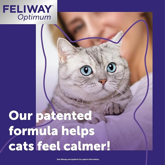 FELIWAY® Optimum 30 Day Cat Calming Refill for Pheromone Diffuser, 48ml - Helps Reduce Common Signs of Stress in Cats & Kittens, Enhanced Calming