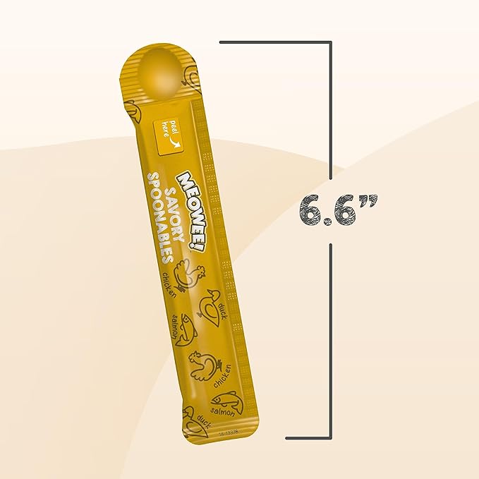 Savory Spoonables with Real Chicken, Salmon and Duck for Cats, 8 Count, Treat Your Cat to Triple Flavor Squeezable Lickable Wet Treats with Built-in Spoon for Less Mess