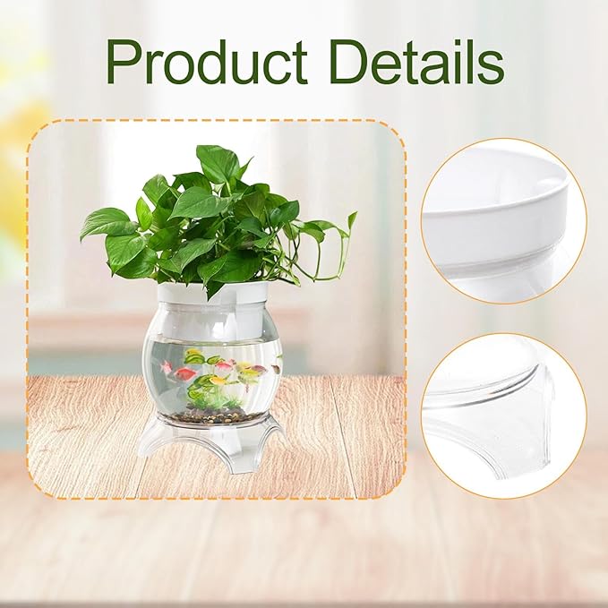 Desktop Fish Bowl Aquarium Hydroponic Planter Creative for Home Landscaping for Living Room with Stand Transparent 2 in 1, 20cmx26.2cm