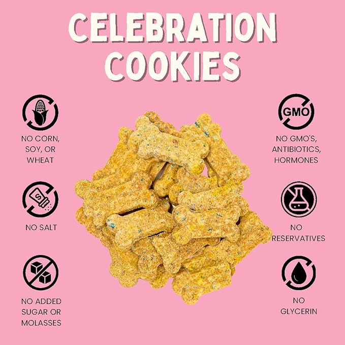 Winnie Lou Organic Dog Treats – Natural Dog Biscuits Made in USA with Organic Ingredients, sensative Stomach, Small Breed, Large Breed, high Protein, Hypoallergenic, Celebration Cookies (Pack of 2)