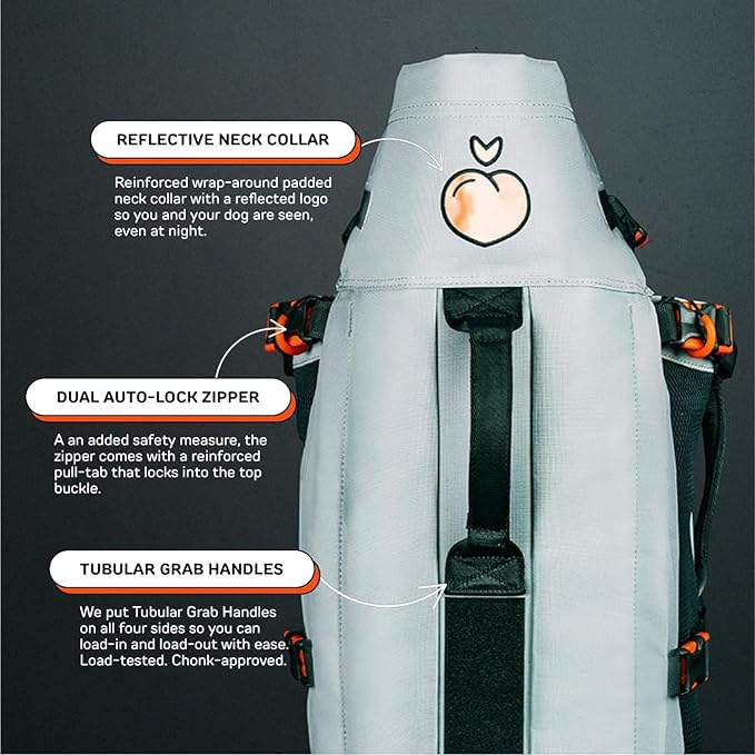 Maxine One Dog Backpack Carrier for Medium Dogs by Little Chonk | Adjustable & Ergonomic Front Facing Dog Carrier Backpack | Bult to be Safer | Pet Backpack Carrier, Featured in Wired Magazine - Gray