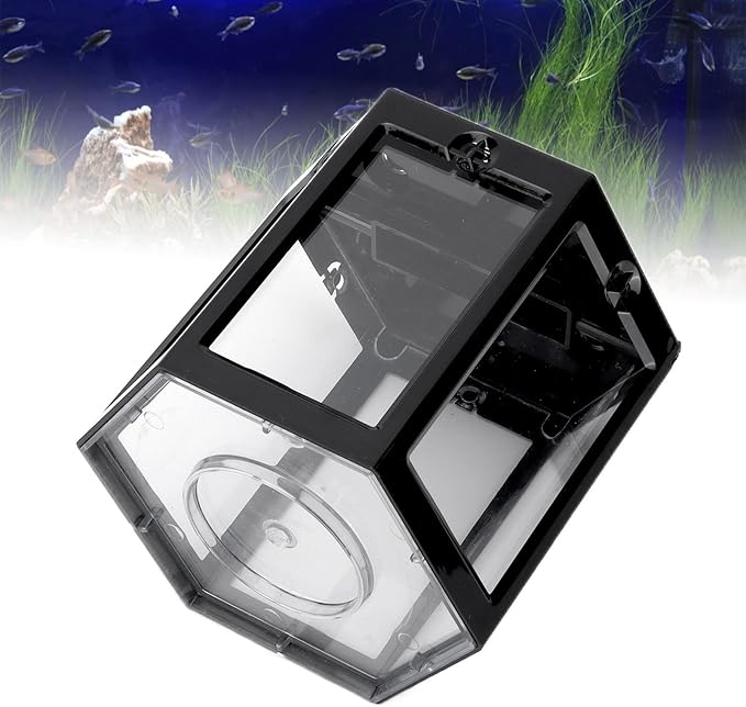 Small Betta Fish Tank Hex Shape Stackable Mini Aquarium Tank Portable Plastic Fish Bowl for Small Fish, Shrimp, Crab, Spide (Black)