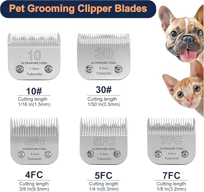 Clipper Blades Pet Grooming Clipper Replacement Blades Detachable Blade Compatible with andis/wahl/Oster Dog Clippers (7FC# 3PACK)