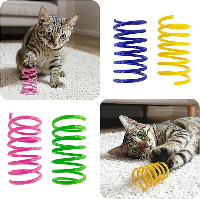 AGYM Cat Spring Toys, 24 Pack Cat Spiral Springs for Indoor Cats, Colorful & Durable Plastic Spring Coils Attract to Swat, Bite, Hunt, Interactive Toys for Kittens