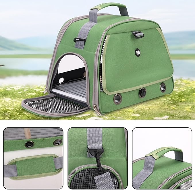 Bird Traval Carrier Cage, Bird Carrier with Seat Belt, Multifunctional Small Animal Backpack, Pet Transparent Breathable Carriers for Small Birds Parrots (Grey)