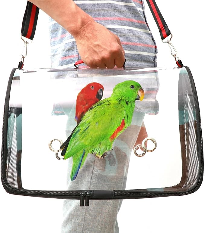 VIDECOR Pet Birds Bag, Lightweight Bird Carrier PVC Transparent Travel Cage Foldable Ventilation Pet Bird Travel Backpack Breathable Bird Travel Cage Portable Travel Bird Cage,A