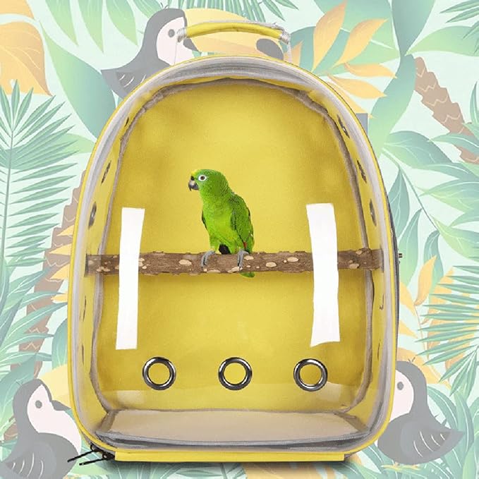 Bird Carrier Bag, Bird Pet Parrot Carrier Cage Backpack Holders Wood Travel Portable Bag Breathable, Bird Travel Cage, Lightweight, Transparent Bird Travel Carrier