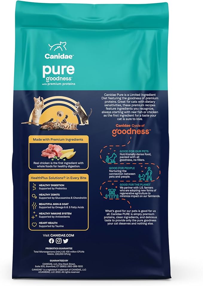 Canidae Pure Limited Ingredient Premium Dry Cat Food, Real Chicken Recipe, 5 lbs, Grain Free