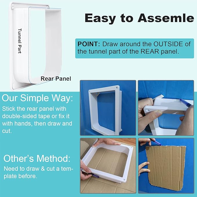 Cat Door, Safety Pet Door with 4 Way Lock, Weatherproof & Easy Installation Cat Flap Door for Interior Exterior Door, Window, Wall(X-Large, 8.66in x 7.67in Flap)
