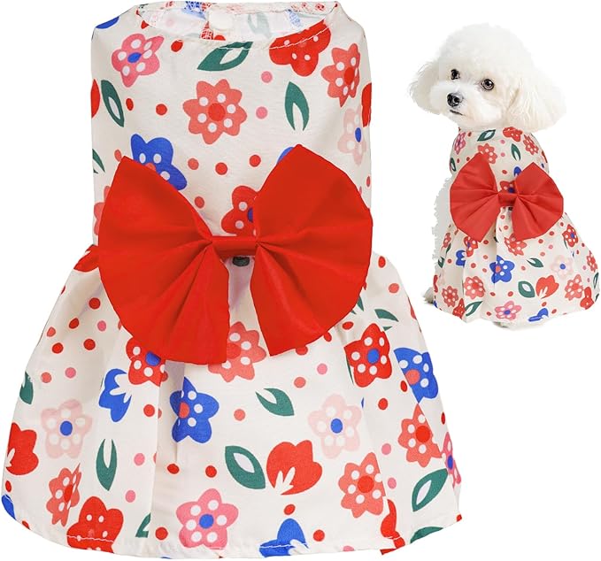 choyaxo Small Dogs Girl Bow Cat Dress