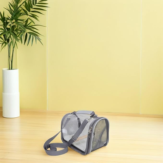IMIKEYA Portable Bird Carrier Cage for Travel Small Gray Compact Bird Travel Cage with Wooden Perch for Parakeets Parrots and Lizards