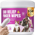Pet Ear Cleaning Finger Wipes for Dogs & Cats - Dog Ear Cleaner with Aloe, Coconut Oil & Ginseng - Finger Dog Ear Wipes to Relieve Ear Itching, Infections, Wax & Smelly Ears - 50 Ct - Coconut Scent