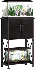 5-10 Gallon Fish Tank Stand, Metal Double Aquarium Stand with Cabinet for Fish Tank Accessories Storage, Heavy Duty 20.5" L* 11.02" W Tabletop, 500LBS Capacity Black PG06YGB