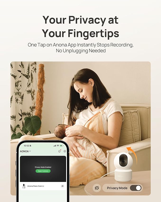 Anona 4K UHD Indoor Camera, Pet/Dog/Baby Security Camera with Phone App, 360°Pan-Tilt, 2.4G/5G Dual-Band Wi-Fi 6, Auto-Tracking, Person/Pet/Baby Crying Detection, Privacy Mode, Two-Way Audio, 4 Pack