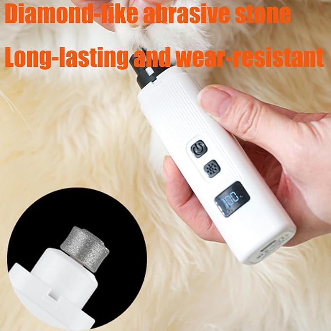 Cat Nail, Nail Trimmer, Dog Nail Grinder, Safe Cut Cat Nail Trimmer, Two Adjustable with 360° Grinding Settings, for All Cats ＆Dogs (White + Black)