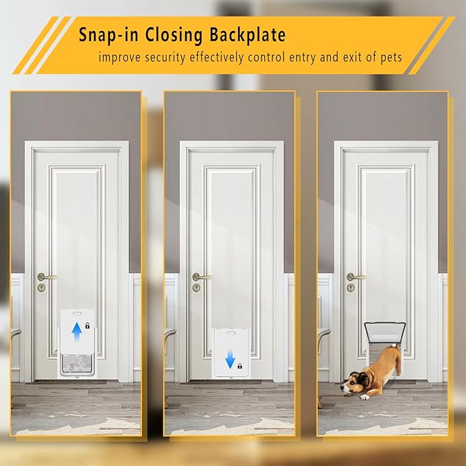 Medium Dog Door, Magnetic Door for Pets up to 44 lb, 13.5'' x 11'' Doggie Door, Suitable for Interior & Exterior Doors