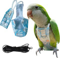 Snap-Closure Parrot Diapers with Adjustable Leash - Washable Bird Flight Suits for Cockatiels, Sun Conures & Quaker Parrots Secure & Chew-Resistant (M – Little Sun/Budgie + 1m Rope)