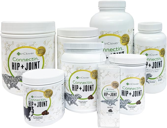 InClover Connectin Natural Hip & Joint Supplement for Dogs with Glucosamine, Chondroitin & Hyaluronic Acid - Soft Chew for Dog Mobility, Comfort & Active Lifestyle Support, 20 Count