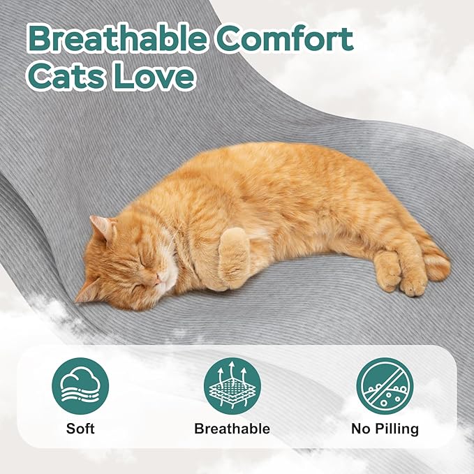 Self-Adhesive Cat Grooming Wrap, Cozy Cat Wrap for Cutting Nails, Breathable Anti-Scratch Cats Swaddle Bag for Brushing, Ear Cleaning, Dental Care, Medication, Injections, Grey S