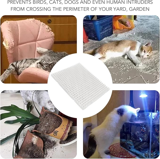 8Pcs Cat Mat, Pet Deterrent Mats for Cats and Dogs, Interlocking Scat Mat with Large Coverage, PVC Recyclable Deterrent for Indoor Outdoor Use