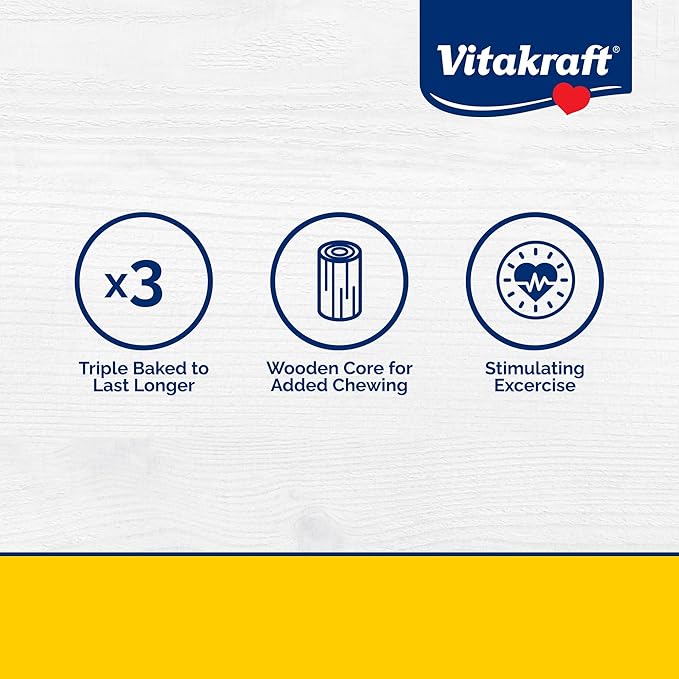 Vitakraft Crunch Sticks Cockatiel Treats Golden Honey Flavor – Triple-Baked Snack with Vitamins A D3 E Riboflavin and B12 – Natural Wood Chew Center and Cage Clip Holder – Engaging 2 Stick Pack
