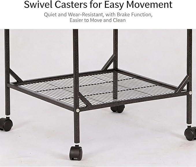 White Bird Cage with Stand Rolling Wheels 18x18x54 Inch for Medium Small Birds, Open Top Metal Cockatiel Parrot Cage with Removable Tray Storage Shelf for Parakeets Lovebirds Finches